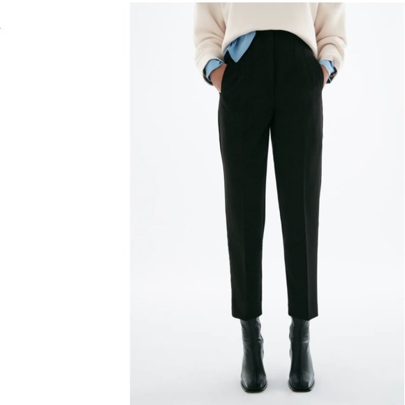 ZARA BLACK HIGH WAIST PLEATED PANT TROUSERS WITH DARTS - Picture 13 of 17